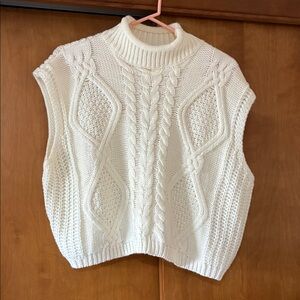 She + Sky Cream Cable Knit Sweater Vest